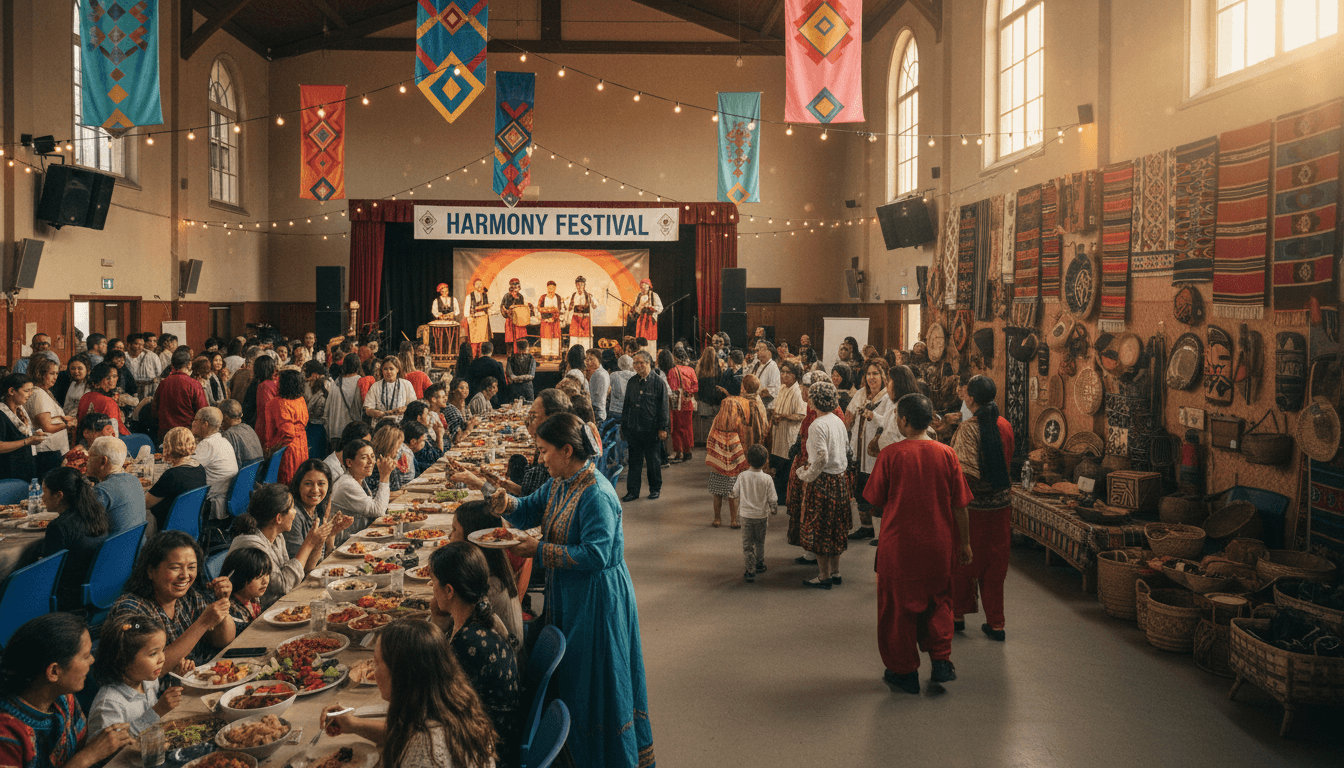 Cultural celebration with live percussionist